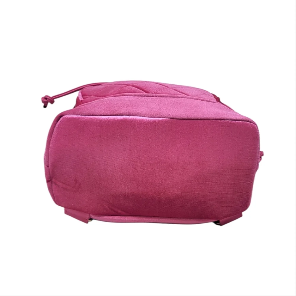 Fuschia Pink Quilted Bucket Backpack Purse